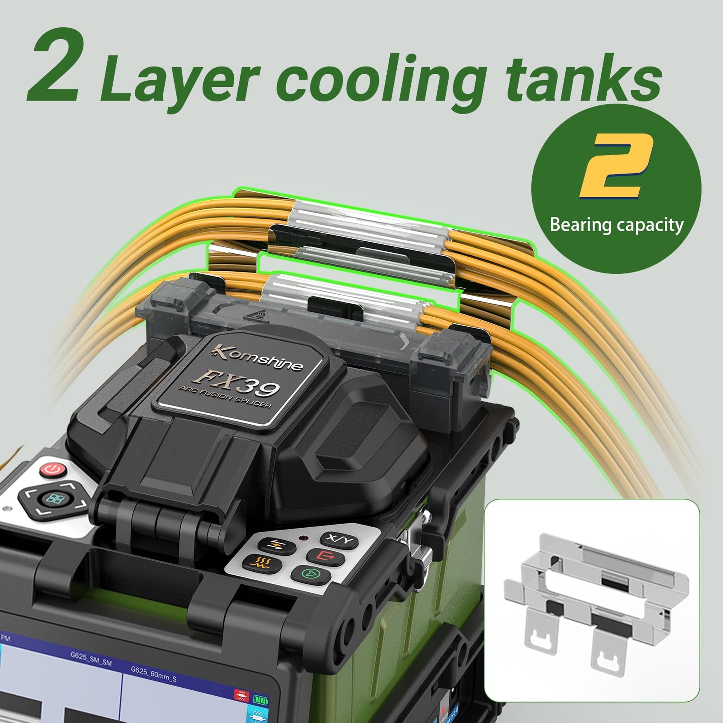 Komshine FX39 Fusion Splicer Fiber Optical 6s Fast Splicing, 6 Motors Touch Screen Core Alignment Fiber Splicer with 7800mAh Large Battery Capacity+5000 Electrodes Life+Power Meter -70~+10dB