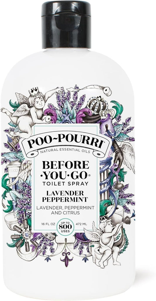 Poo-Pourri Toilet Spray Refill - Lavender Peppermint | 16 Fl Oz, Up to 800 Uses, Essential Oil Deodorizer
