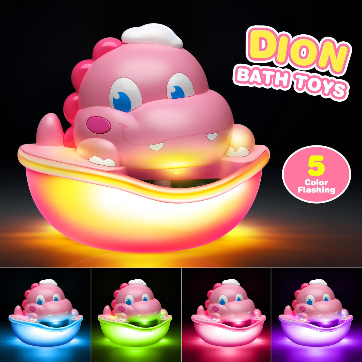 Baby Bath Toys Light Up Bath Bubble Machine with Colourful Light Bathtime Shower Bath Toys for Kids Ages 1-3 4-8 Birthday for Toddler Boys Girls