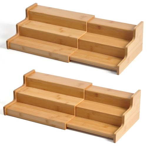 JinDoWin Spice Rack Organizer For Cabinet, Spice Organization For Cabinet, Spice Rack For Countertop,15.7 Inch Adjustable Seasoning Organizer Spice Organizer (2 Pack, Medium)