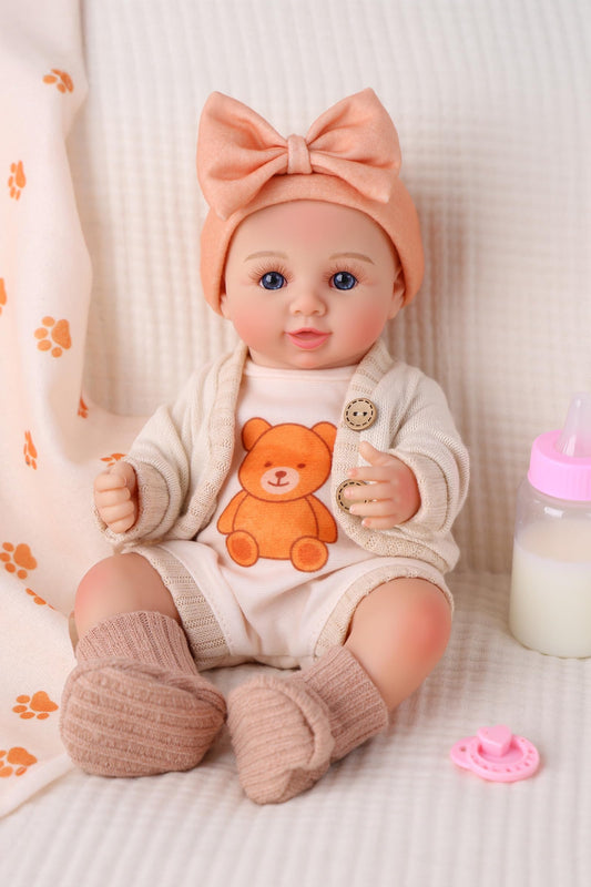 BABESIDE 12 Inch Realistic Full Vinyl Baby Doll Set, Lifelike Small Reborn Baby Doll with Clothes & Accessories, Pretend Play Baby Doll Toys for Girls Ages 3+, Ideal for Birthday