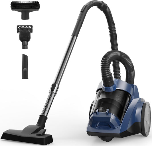 Sweepcent Canister Vacuum Cleaner - 45KPa Power Bagless Design | Lightweight Multi-Surface Vacuum with 5 Tools & Double HEPA Filter
