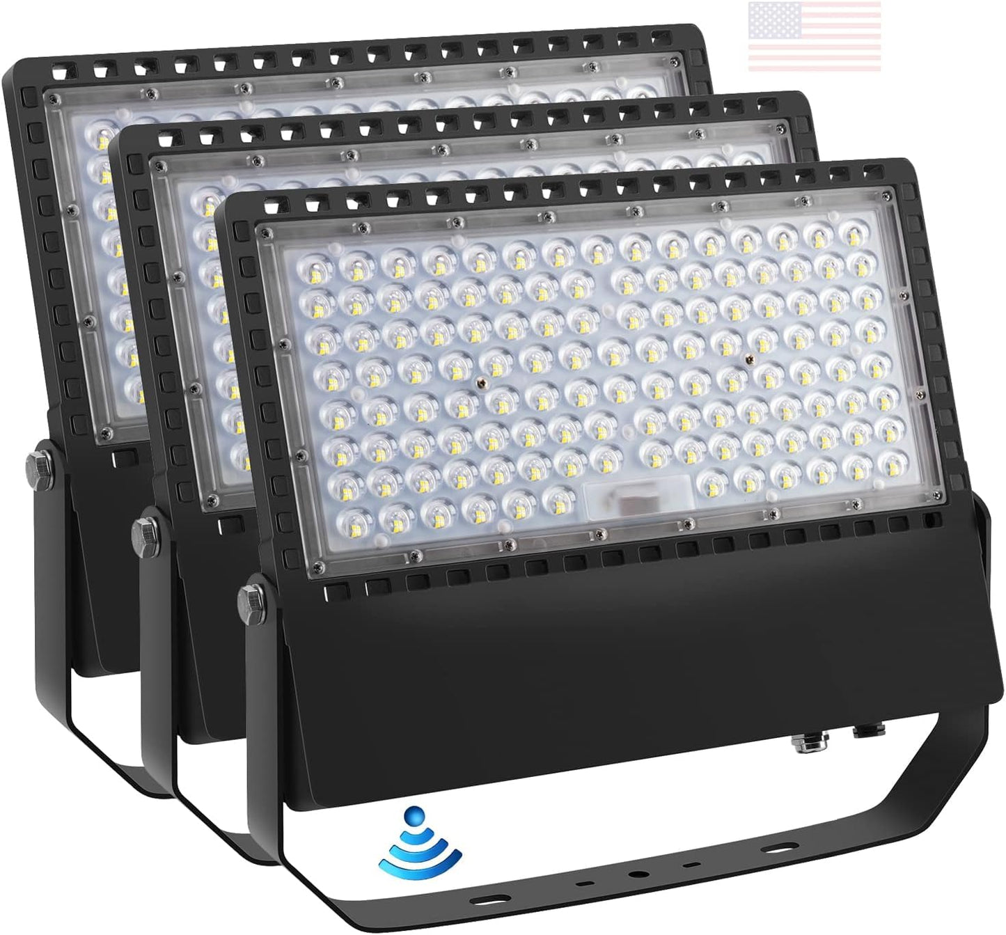 Juyace 3-Pack LED Parking Lot Lights, 240W 36000LM Dusk to Dawn Stadium Flood Light, 5000K IP65 Waterproof Commercial Area Lighting for Sports Court, Arena, Field, Security 110-277V