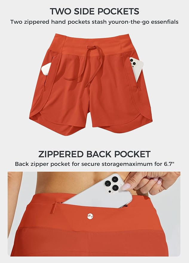 Willit Women's 7" Athletic Running Shorts Long Workout Hiking Shorts Quick Dry High Waisted Active Zipper Pocket(XX-Large)