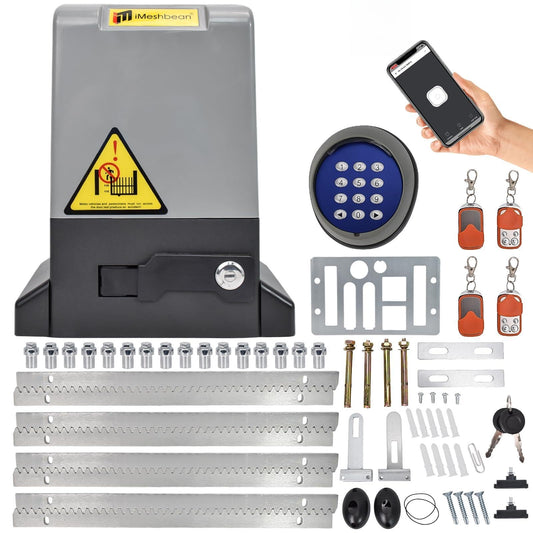 5000LB WiFi Sliding Gate Opener App Control,1200W Heavy Duty Automatic Slide Gate Motor Gear Rack Driven with 4 Remotes,Keypad,IR Sensor,Complete Operator System Kit for Sliding Gate Up to 100FT