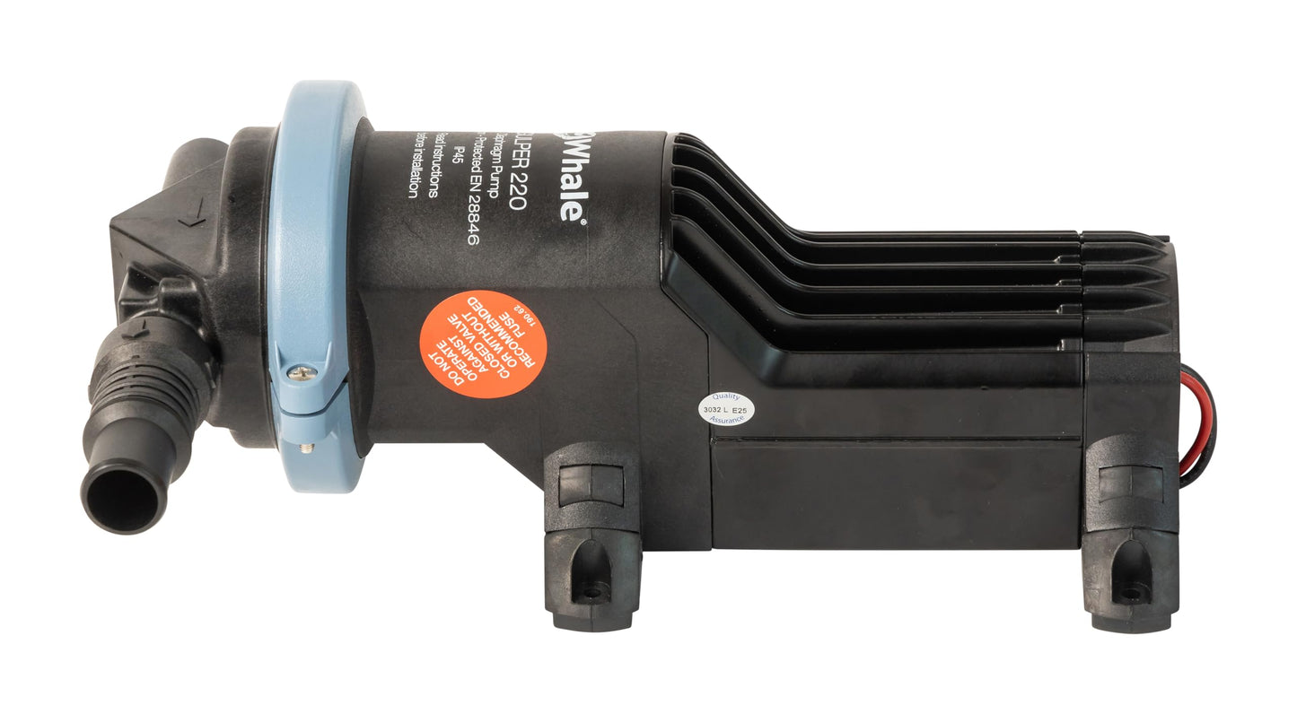 Whale Gulper 220 (24V) Graywater Waste Pump, 3.5 GPM, Virtually Unblockable, Self-Priming, Low Power Draw, BP1554