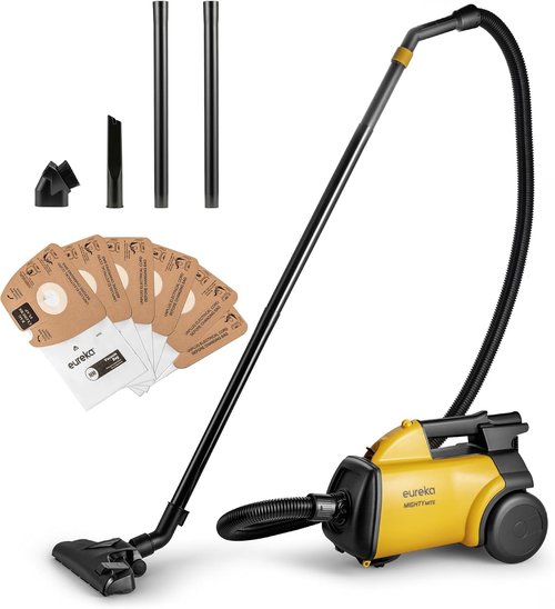 Eureka 3670M Canister Vacuum - Lightweight & Powerful for Carpets and Hard Floors - Yellow, 5 Bags