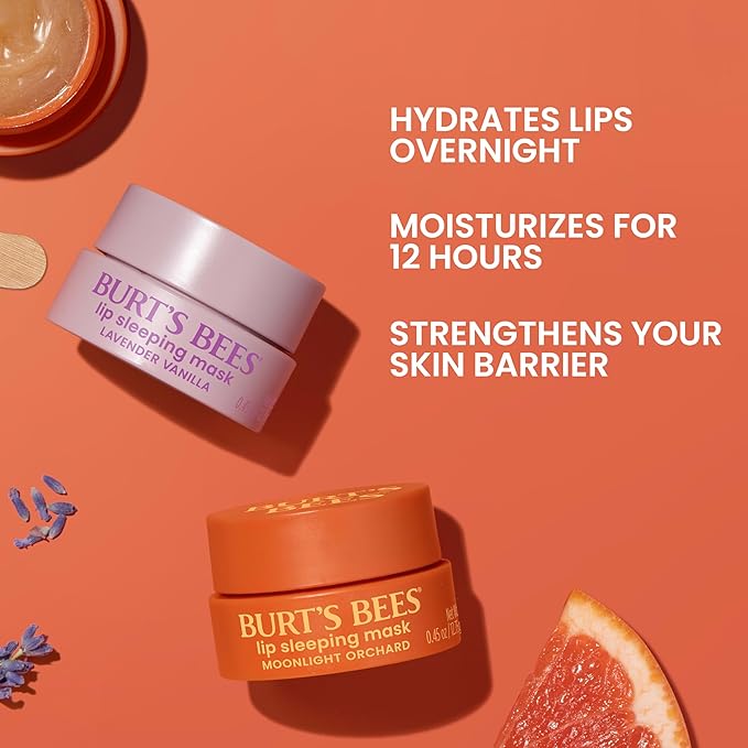 Burt’s Bees Moonlight Orchard Lip Sleeping Mask, With Hyaluronic Acid and Squalane Moisturizer To Instantly Hydrate Lips, Overnight Mask, Treatment, 0.45 oz.