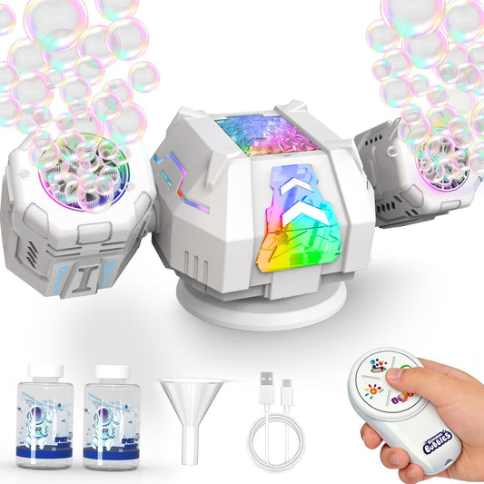 Dolanus Bubble Machine - Rechargeable, RGB, Rotation & Remote Control - Bubbles for Kids Toddlers 1-3 - Outdoor Outside Backyard Summer Toys for Ages 2 3 4 5 Year Old- Birthday Party Wedding Gifts