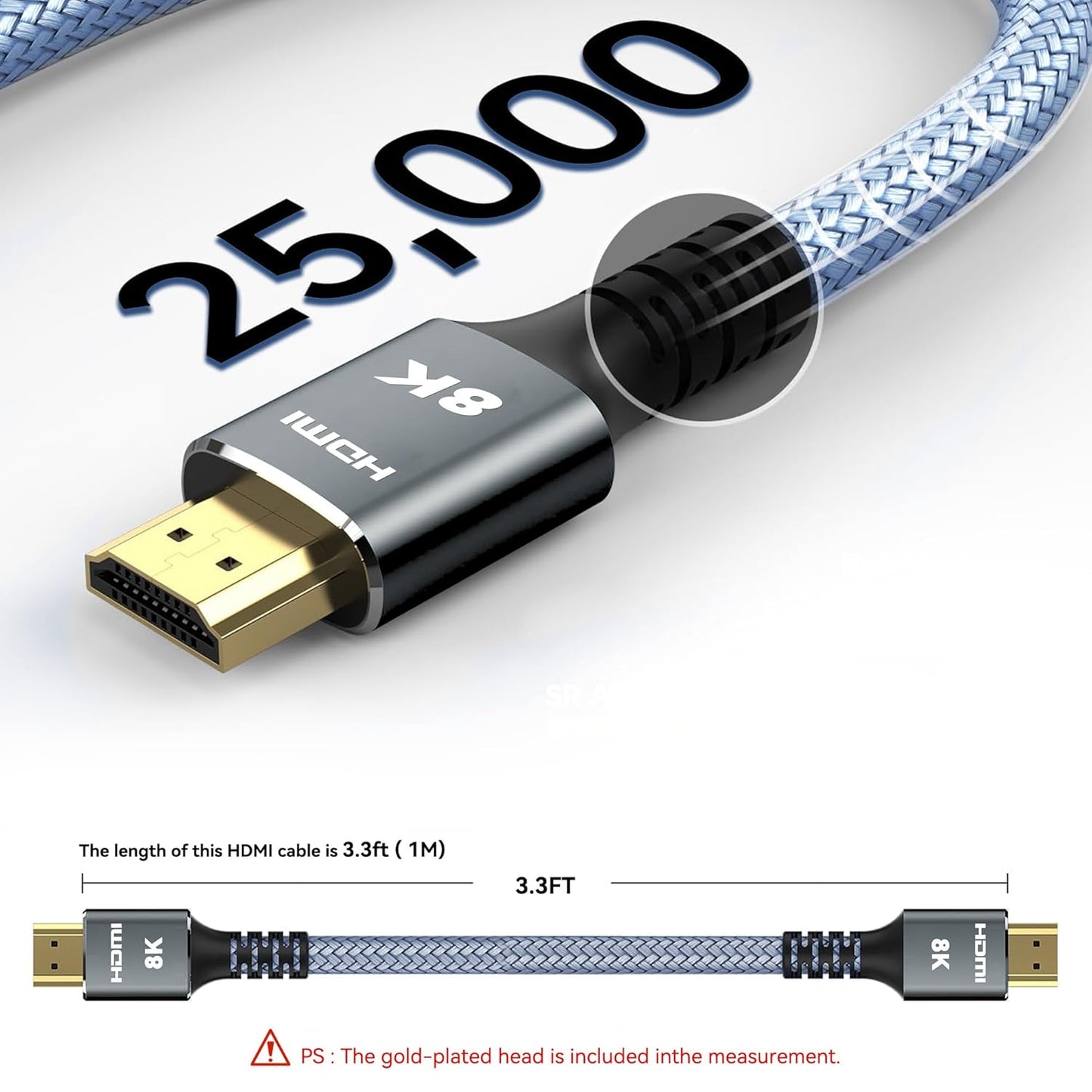 Kirei V Wire 8K/10K/4K 3.3 (1M), 48Gbps 8K@60Hz 4K@120Hz 2.0/2.1/2.2/2.3, HDMI Cable ft Ultra High Speed, eARC HDCP