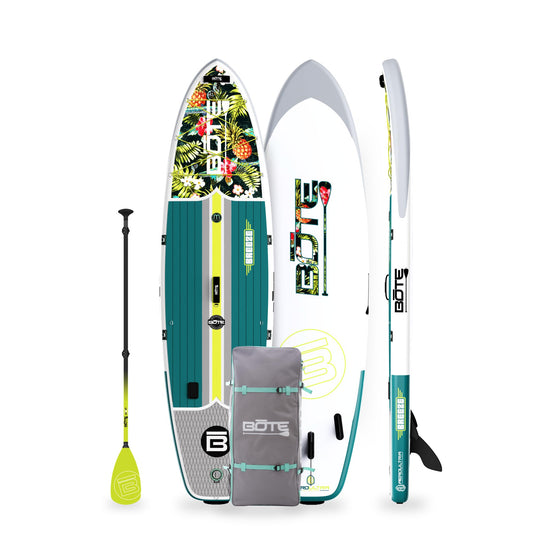 BOTE 10' FT 6" Breeze Aero Inflatable Stand Up Paddle Board, MAGNEPod Compatible Blow Up iSUP Great for Adults Kids Family Travel Friendly Multiple Sizes Color Options