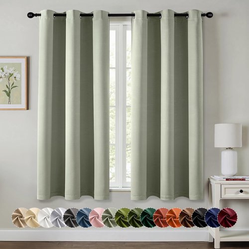MIULEE Sage Green Blackout Curtains - Thermal Insulated Room Darkening Drapes | 40 x 50 Inches, 2 Panels
