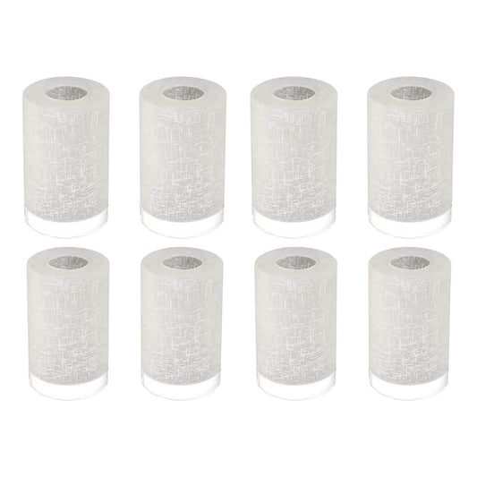 Eidonta 8 Pack White Linen Frosted Glass Lamp Shade Covers, 5.9in Height, 3.9in Diameter, 1.65in Fitter, Cylinder Light Fixture Lampshade, Glass Shade Replacement Globe for Chandelier Wall Sconce