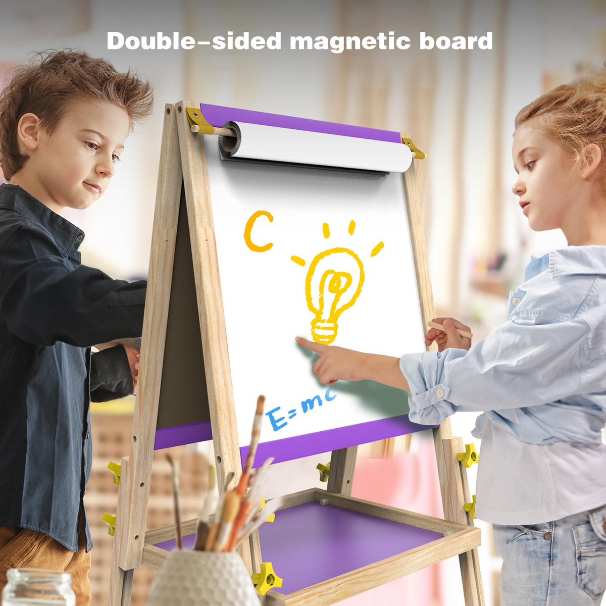 JOYOOSS Easel for Kids Art Easels for Toddlers,Adjustable Magnetic Whiteboard Chalkboard for Kid Dry Erase Board Easel for 2 Year Old and Toddler Art Easel for Kids Ages 4-8 8-12