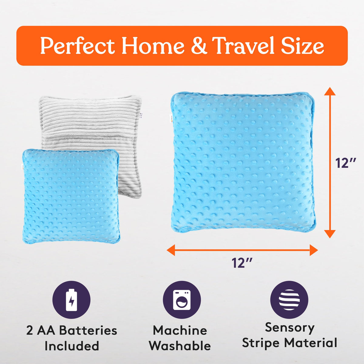 Special Supplies Vibrating Pillow Sensory Pressure Activated for Kids and Adults, 12” Plush Minky Soft Cover, Textured Therapy Stimulation Bumps-Vibrations, Music & Voice Recording (Blue)