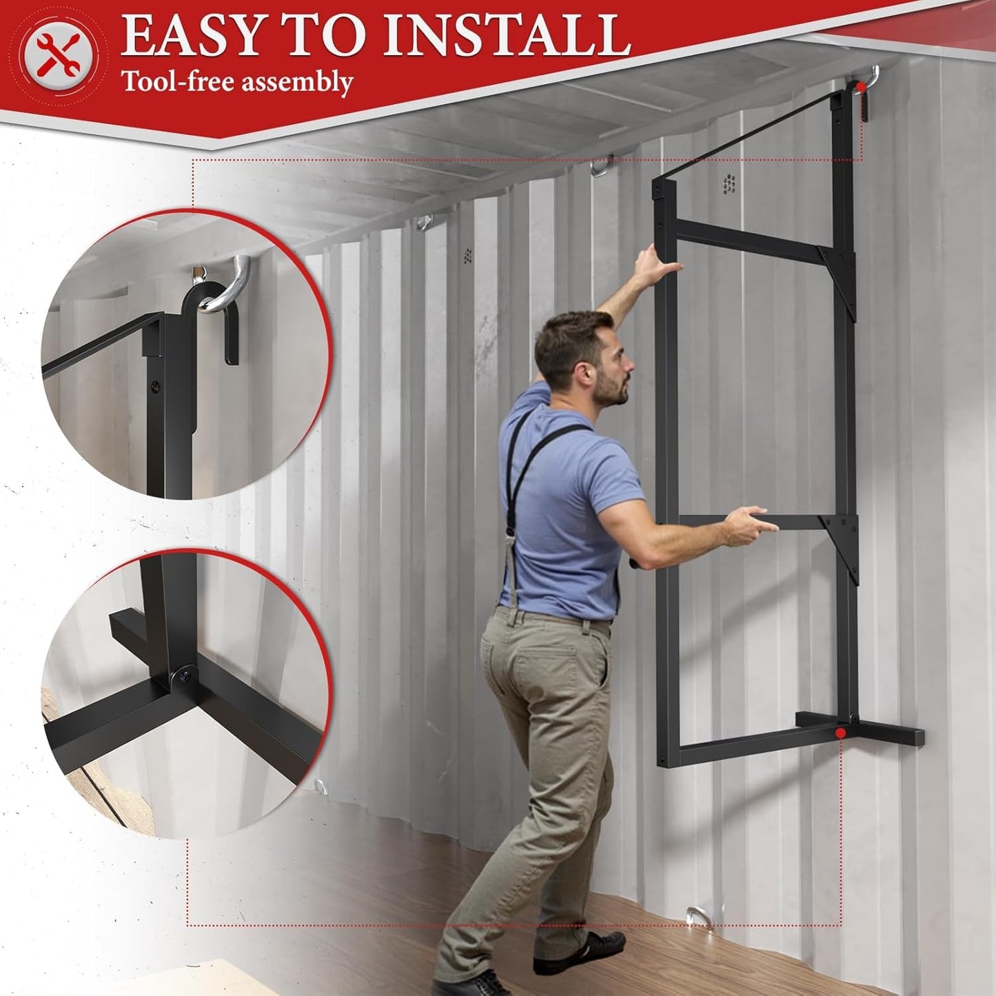 iyrany LKUHBT Heavy Duty Shipping Container Shelving Brackets – 4 Pack 3-Tier Steel Storage Rack System, 52" H x 22" W, Universal Container Accessories for Garage, Warehouse, Industrial Use