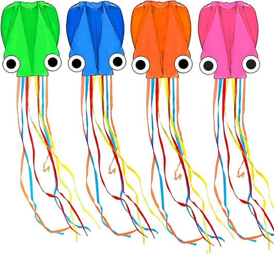 Octopus Kites for Kids & Adults Easy to Fly, 24”x 158” Large Soft Kite Kit for Boys and Girls, Single Line 3D Beach Kite Set for Teens,Perfect for Outdoor Activities