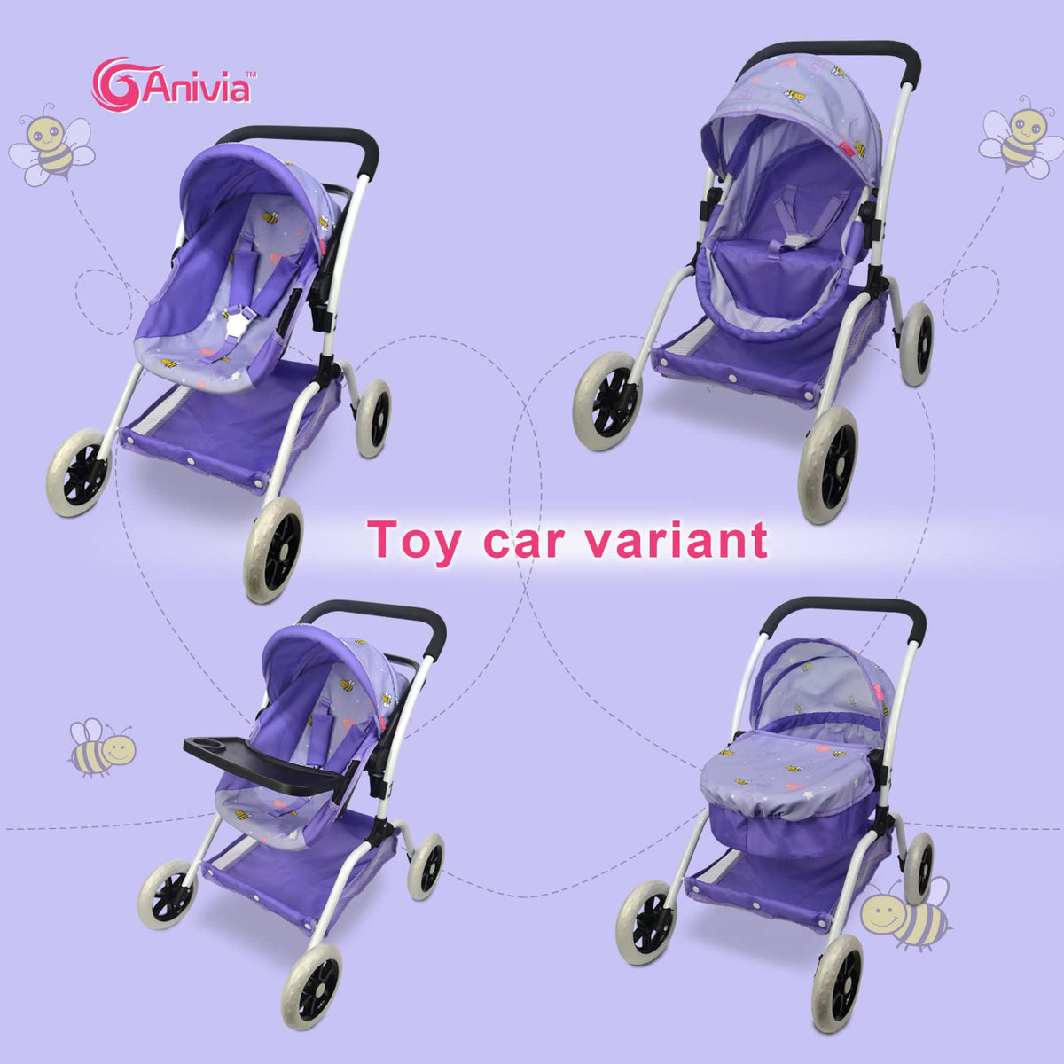 Anivia Doll Bed Furniture 2 Function Toy, Doll Bed and Doll Swings Together for 18 inches Baby Dolls, Baby Doll Crib with Bottom Tray