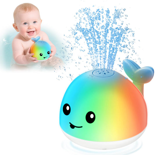 Baby Bath Toys, Light Up Whale Bath Toy Sprinkler for Babies 6-12-18 Months, Bath Toys for Kids 1-3, Toddler Fountain Bathtub Toys, Baby Pool Toys for Toddlers 1-3 Girls Boys Summer Birthday Gifts