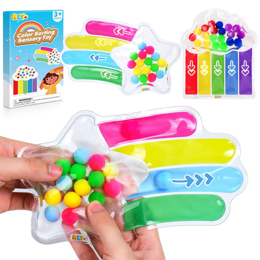 2 PCS Color Sorting Sensory Toys for Toddlers: Quiet Calming Travel Roadtrip Toys for Kids - Color Matching Game for Preschool Learning Activities - Classroom Prizes Toddlers Travel Essentials