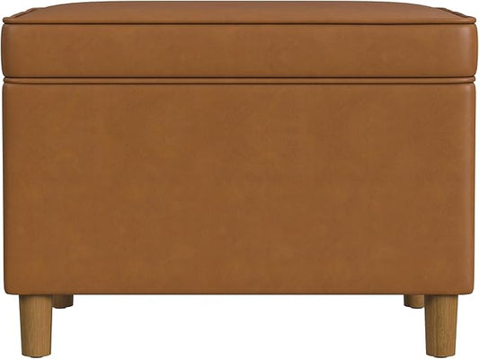 Spatial Order Home Decor | Dinah Collection Modern Storage Ottoman | Ottoman with Storage for Living Room & Bedroom(Carmel Faux Leather)