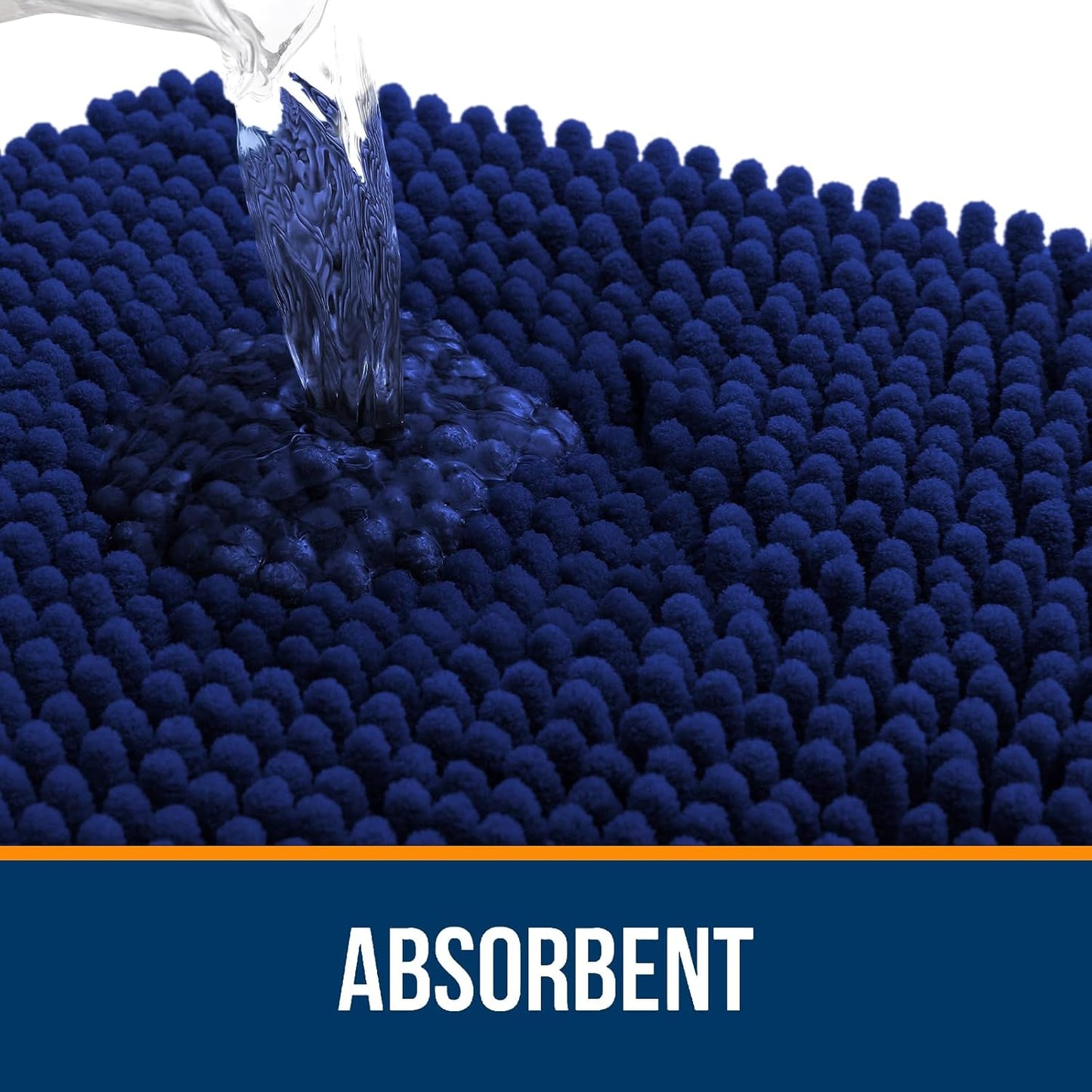 OLANLY Bathroom Runner Rugs - Extra Soft Chenille Bath Mat | Quick Dry, Machine Washable, 59x24, Navy