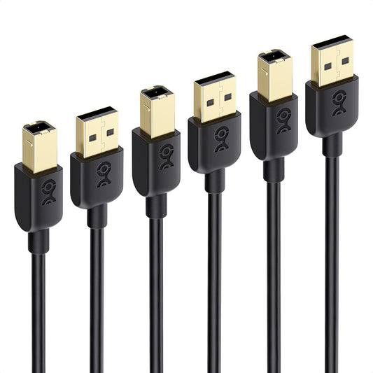 3-Pack 3ft, Cable Matters Short USB Printer Cable - USB A to B Cable, Compatible with Printer, External Hard Drive