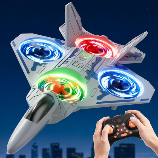 Remote Control Airplane Drone for Kids Ages 4-6-8-10-12, RC Plane Jet Drone with One Key Take Off-Landing, Headless Mode, 360° Flip for Kids Boys Beginners, Outdoor Flying Toys Birthday Gifts for Boys