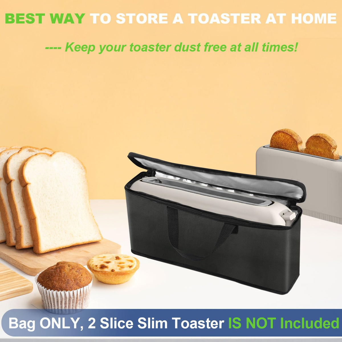 NUENSS-ROR Carrying Bag for Bella 2 Slice Slim Toaster, Portable Outdoor Toaster Travel Carrier Bag Case for Bella, Waterproof & Heat-Resistant 2 Slice Bread Maker Bag with Aluminum Foil Lining