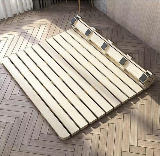 Breathable Bed Plate Solid Wood Futon Frame FoldingWood Roll-Type Slatted Bed, Guest Tatami Mat, Breathable Bed Plate, Floor Futon Mattress, Floor Sleep Bedding for Bedrooms, Guest Rooms, Do