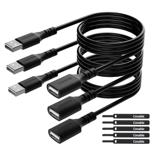 3 Pack 8 2.0 5 USB Extension Cable FT, USB Type A Male to Female Extender Cord Adapter, Compatible with Printer