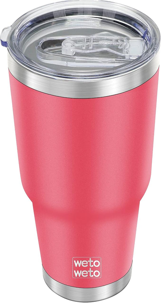 WETOWETO 30oz Tumbler, Stainless Steel Vacuum Insulated Water Coffee Tumbler Cup, Double Wall Powder Coated Spill-Proof Travel Mug Thermal Cup for Home Outdoor (Watermelon Red, 1 Pack)