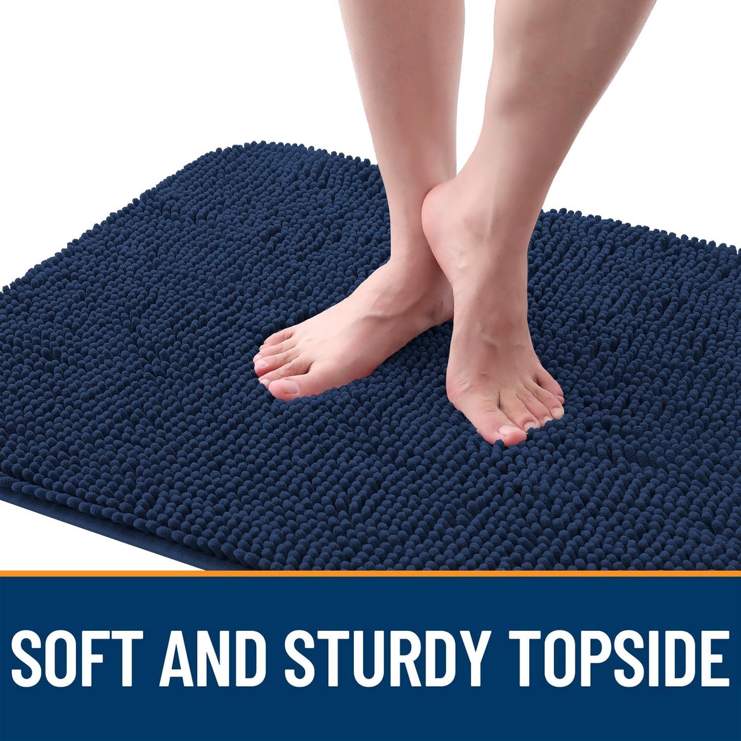 OLANLY Dog Door Mat - Absorbent Non-Slip Chenille Mud Mat for Muddy Paws | 47x24, Dark Blue