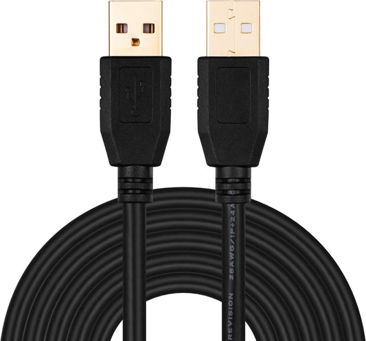 50Ft, Cameras(15M/50Ft) Tan QY USB A to A Male Cable Double End USB Cord with Gold-Plated Connector for Hard Drive