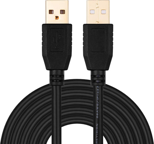 30Ft, Cameras(10M/30Ft) Tan QY USB A to A Male Cable Double End USB Cord with Gold-Plated Connector for Hard Drive