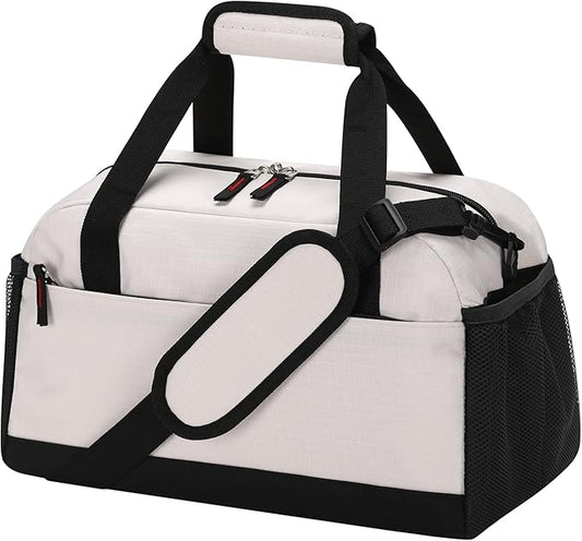 Small Gym Bag with Wet Pocket - 14 inch Mini Duffle Bag for Men & Women Lightweight Carry On Bag for Travel Sport - Beige