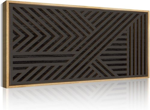 IARTTOP Extra Large Black Wood Wall Art - Framed Geometric Abstract Decor 20x40 Inch for Modern Spaces