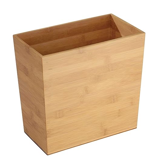 iDesign Rectangular Bamboo Waste Basket, The Formbu Collection â 10.5" x 5.75" x 10â, Natural Wood Finish