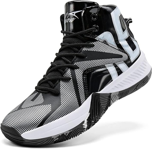 ASHION Mens Basketball Shoes Lightweight Breathable Sneakers Anti Slip Sports Shoes for Running Walking Mid Top Sneakers