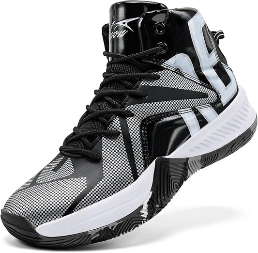 ASHION Mens Basketball Shoes Lightweight Breathable Sneakers Anti Slip Sports Shoes for Running Walking Mid Top Sneakers