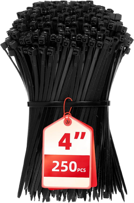 250PCS 4 Inch Cable Zip Ties, Multi-Purpose Nylon Zip Ties, Self Locking Cable Ties,Self-Locking Wire Ties used