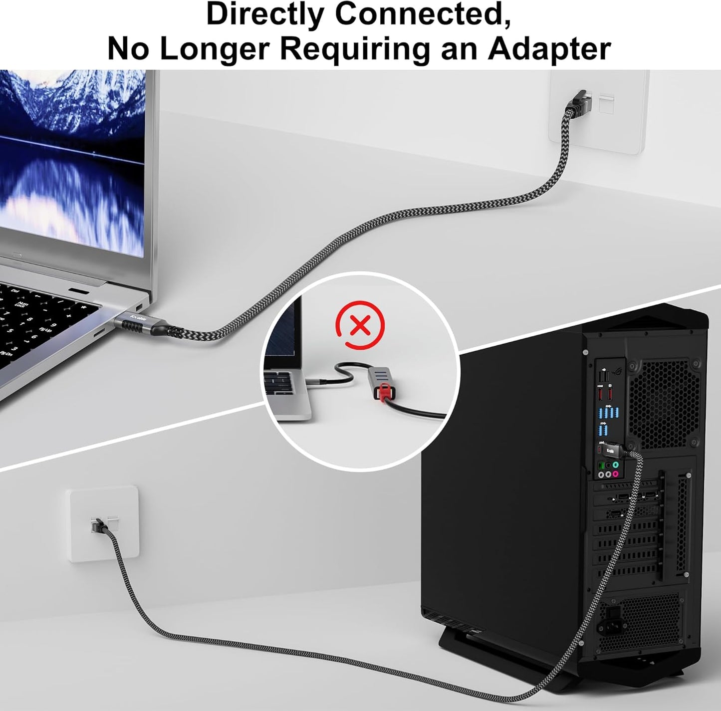 25 3.0 RJ45 5 USB to Ethernet Cable FT, USB A Male to Male Cord, Directly Connected, Aluminum Portable Gigabit LAN