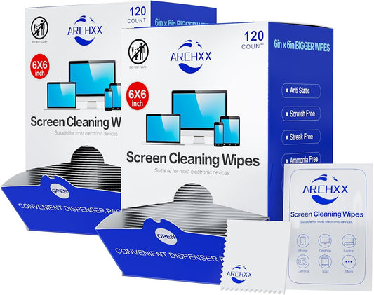 240 Count 6"x6" ARCHXX Screen Wipes for Electronics, Pre-Moistened Screen Cleaner for Screens