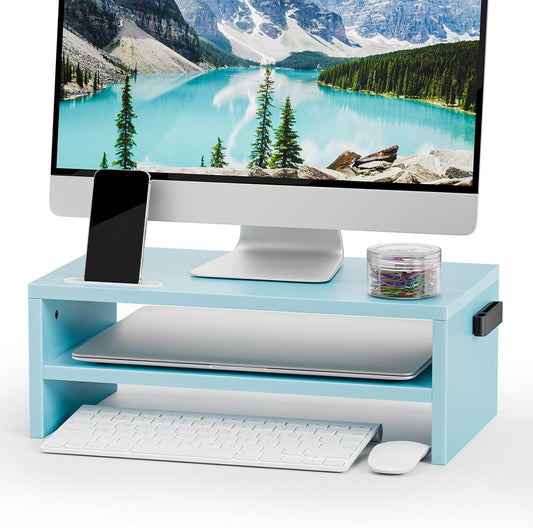 16.5 Inch 2 Marbrasse Monitor Stand Riser, Tier Computer Printer Shelf Stand for Laptop Computer Screen Storage