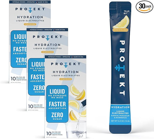 Electrolyte Packets for Recovery & Hydration | Organic & Sugar-Free Electrolytes Drinks | Works Faster Than Powder Drink | On-The-Go Liquid Hydration Drink | Lemonade, 30 Pack