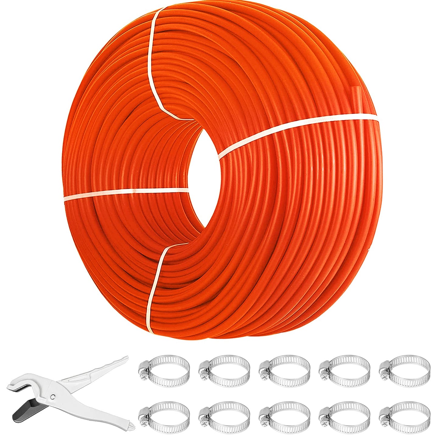 VEVOR PEX-B Pipe 1/2 Inch x 1000 Feet,Oxygen Barrier Flexible Pipe Tubing,Red for Hydronic Radiant EVOH Floor Heating, Water Plumbing Applications with Cutter& Clamps