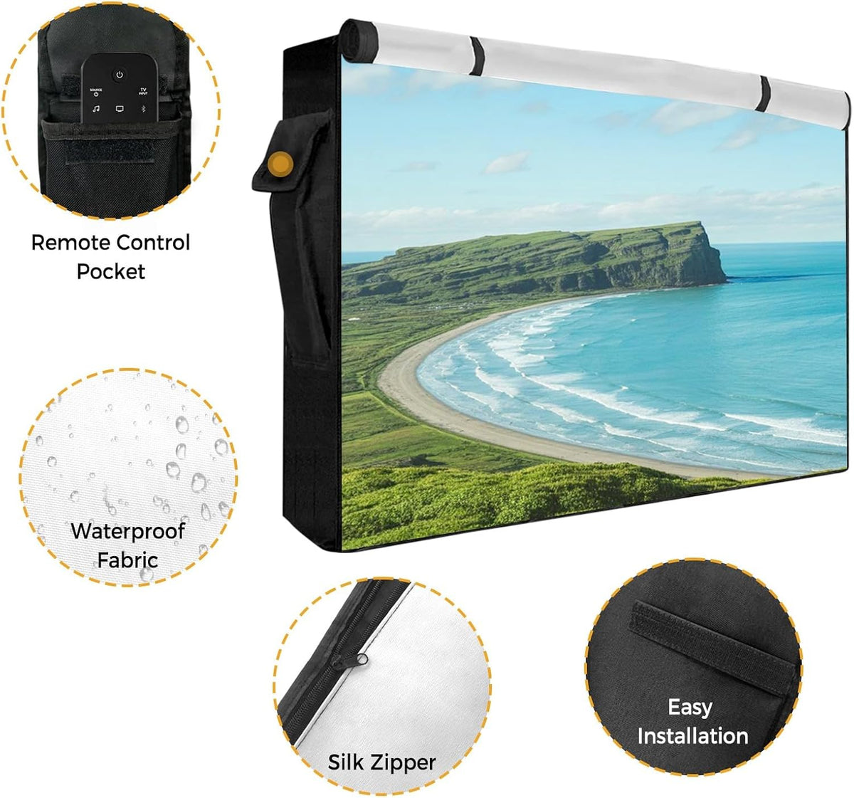 EZON-CH 40-43 inch Outdoor TV Cover Vase Tulip Lavender Florals Plants Weatherproof TV Screen Protector Outdoor TV