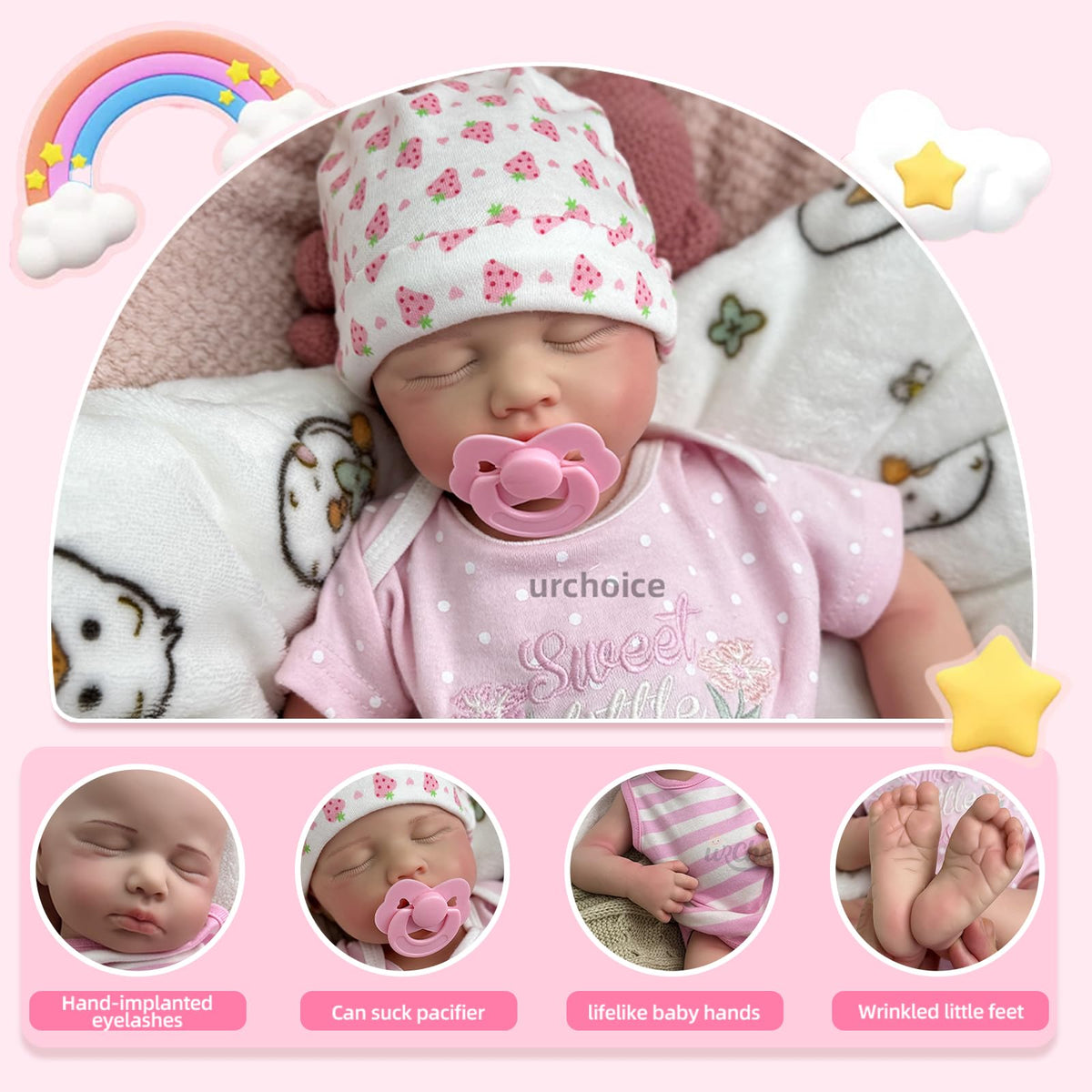 Oppaionaho Full Silicone Body Baby Doll with Mouth That Opens - 20 Inch Lifelike Reborn Baby Dolls Soft Sleeping Newborn Doll Anatomically Correct (Girl)