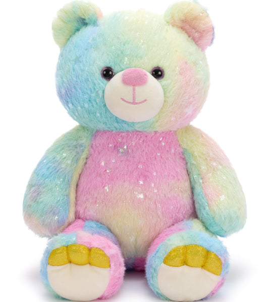 Tezituor Rainbow Teddy Bear Stuffed Animal,13.78in Cute Bear Plush Toys, Cozy Bears Plushies,Stuffies for Girlfriend, Kids Valentine’s Day,Christmas,Birthday Gifts,Huggable Medium Size(Rainbow)