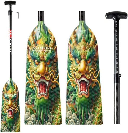 Z&J SPORT Adjustable Dragon Boat Paddle, IDBF Approved Carbon Fiber Paddle, Dragon Graphic Paddle with Adjuster for Dragon Boat Race with Adjustable T Handle